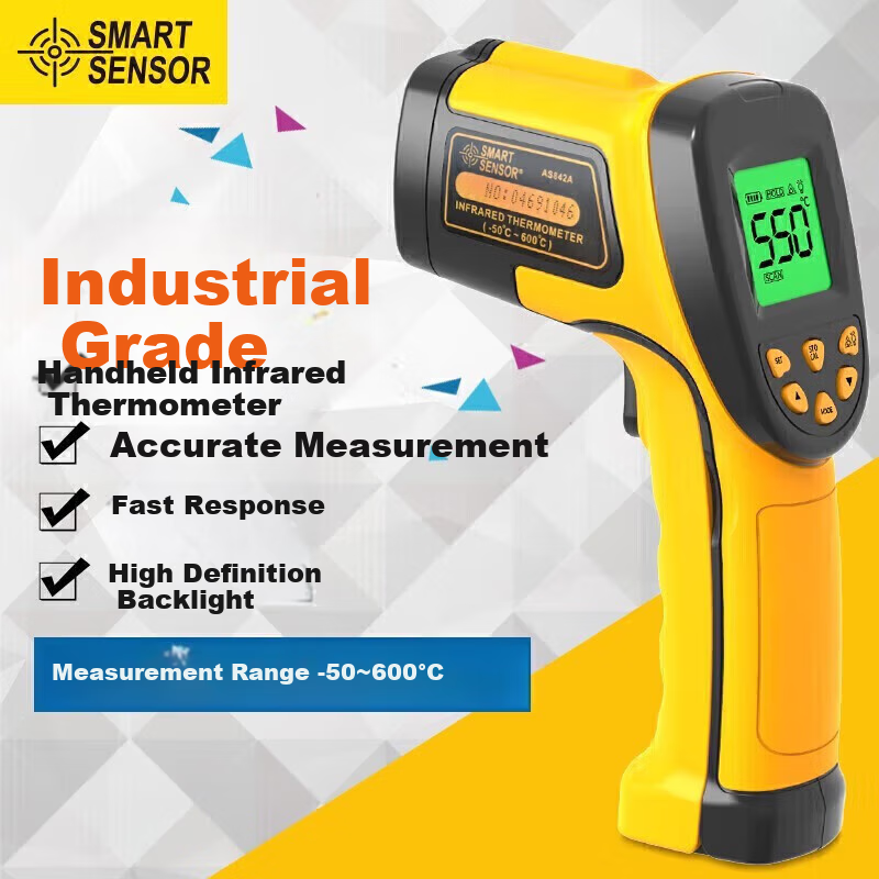Xima Infrared Thermometer, High-Precision Industrial Temperature Gun for Food Baking And Electronic Thermometers, Oil Thermometer AS842A