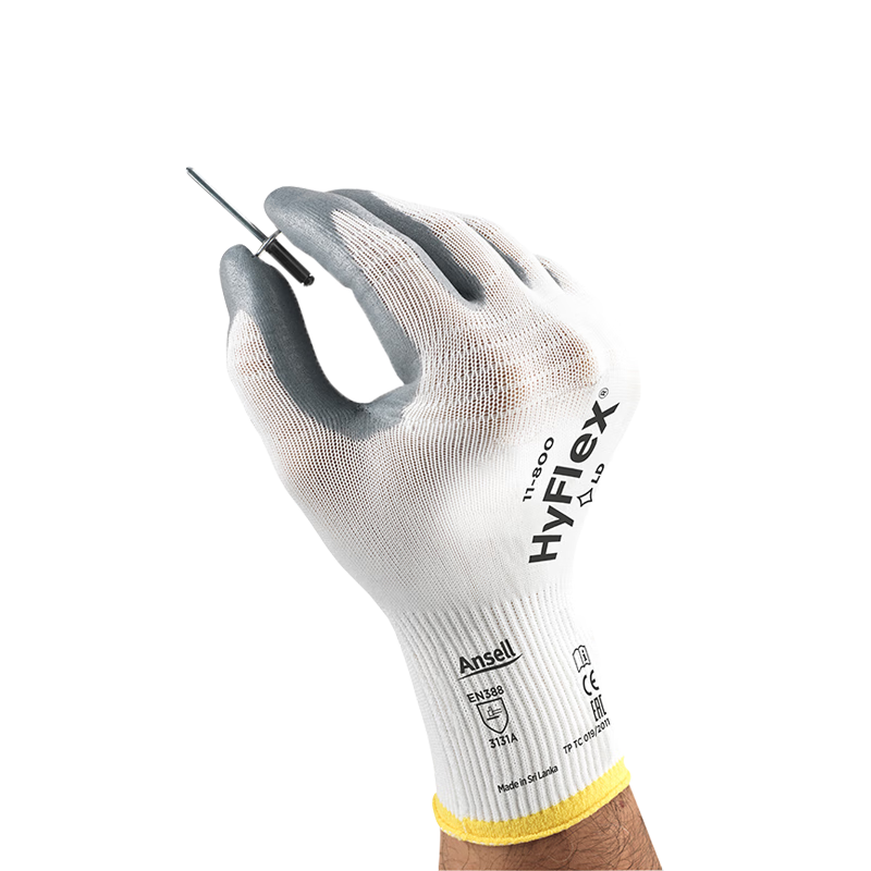 Ansell Comfortable Protective Gloves with Nitrile Foam Coating, Non-Slip, Wear-Resistant, Tear-Resistant Mechanical Maintenance Work Gloves 11-800 (1 Pair) 8/M