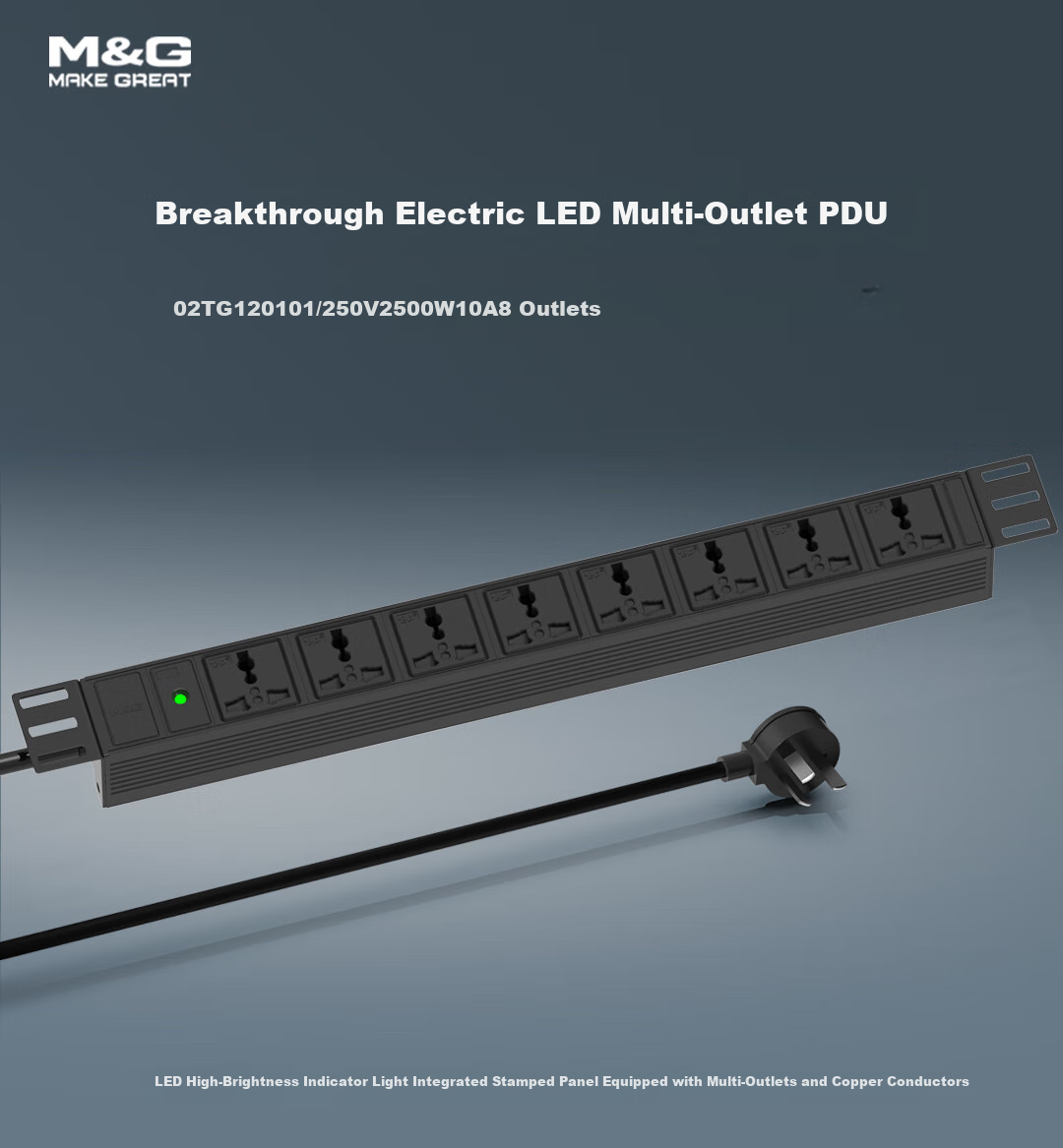 TOP PDU Cabinet Socket/power Strip/extension Cord/terminal Block/patch Cord, 8 Outlets with 3-Meter Cable, Dual Switches, Master Control, 07TG130701 1