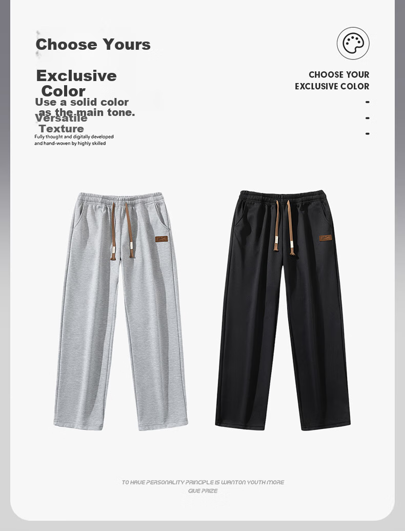 Warrior Fleece-Lined Pants for Men, Autumn And Winter Warm Thick Casual Trousers, Loose Straight-Leg Sweatpants, Versatile Flat-Front Joggers 2
