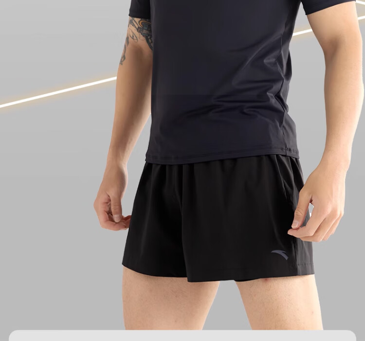 ANTA Men's Swimming Set Anti-Embarrassment Double-Layer Swim Trunks Two-Piece Professional Equipment for Hot Springs Black L 2