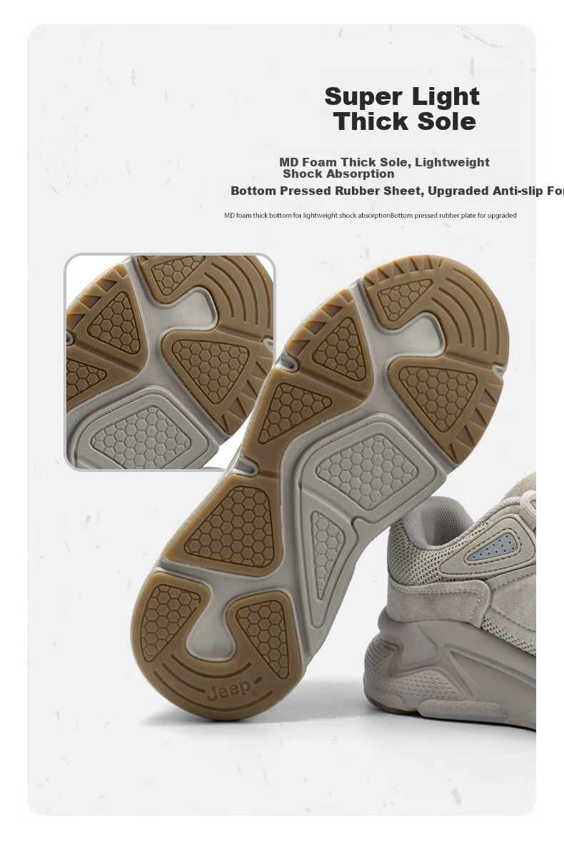 Jeep Women's Dad Shoes, Lightweight Thick-Soled Gray Versatile Shock-Absorbing Breathable Casual Sneakers, Light Gray, Size 35 4
