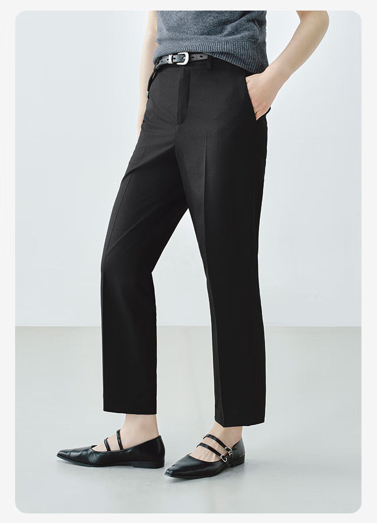 JD Jingzao Women's Dress Pants 2026 Spring New Slim Fit Casual Loose Straight Leg Four-Way Stretch Black XL 12