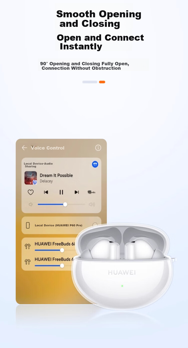 Fangfeixingqiu Compatible with Huawei Freebuds6i Protective Case, Earphone Clip Protective Shell, Simple Silicone True Wireless Charging Case Protection Anti-Drop 2024 Model Soft Shell, Transparent Color + Lanyard 7