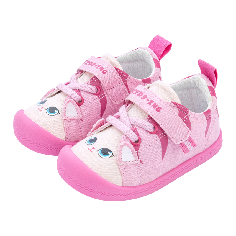 Kids.ing Cadixing Girls' Canvas Shoes, Toddler Baby Shoes, Cat Cartoon Children's Spring And Autumn Kindergarten Sneakers, Pink, Size 24
