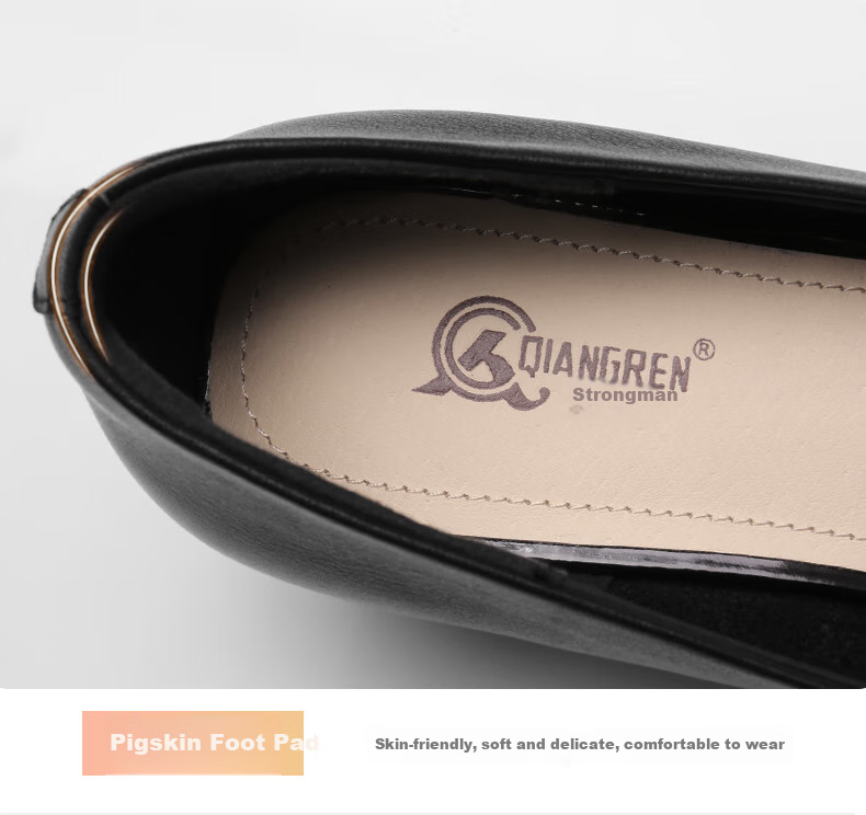 Qiangren Women's High Heels, 4CM Thick Heel, Commuter Leather Shoes, Comfortable Elegant Pointed Toe Women's Shoes, JDA170013, Black, Size 40 8