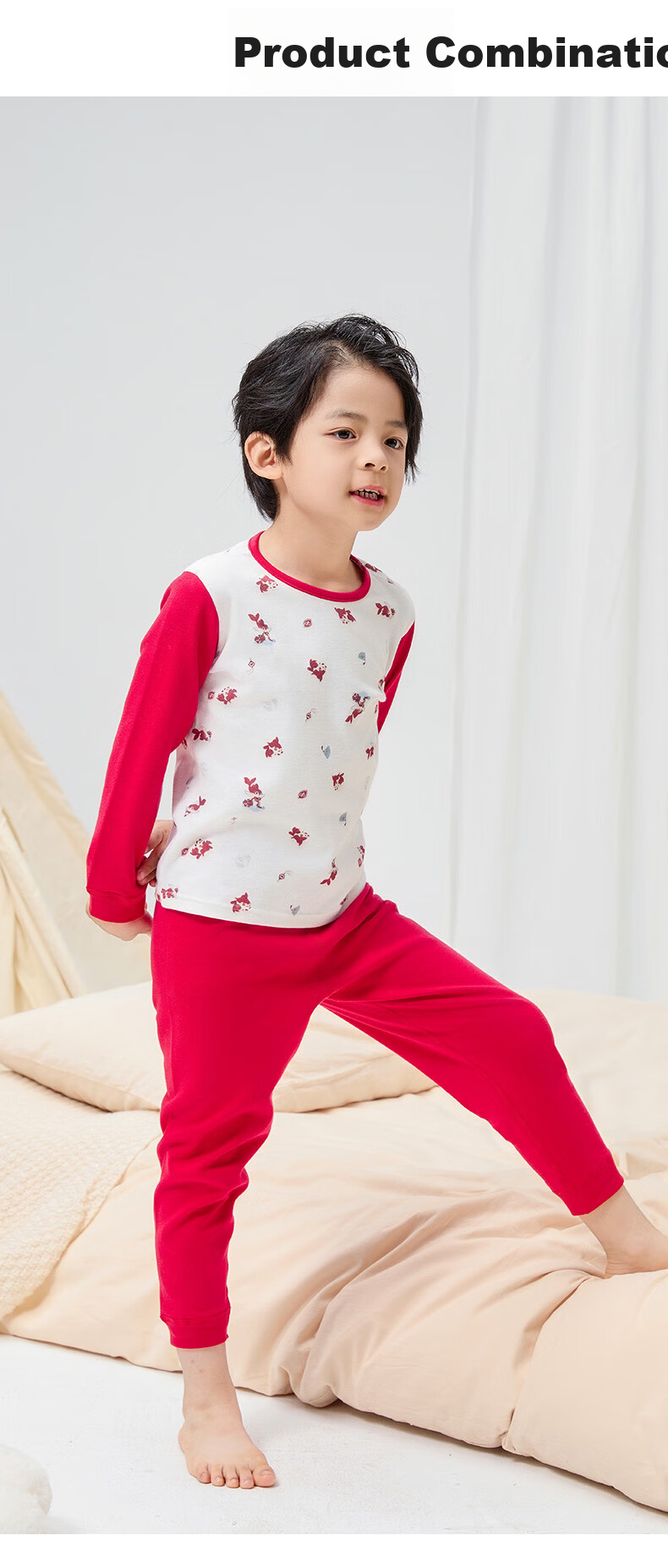 Gb Children's Pure Cotton Class A Zodiac Year Red Underwear, 5A Antibacterial And Anti-Mite, Zero Fluorescent Red Autumn Wear, Horse Year Red Underwear 7