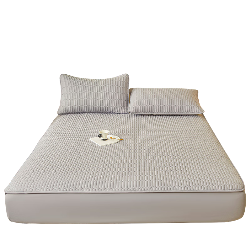 Grace Class A Waterproof Antibacterial Soybean Padded Fitted Sheet Thickened Mattress Protector Gray 2.0m