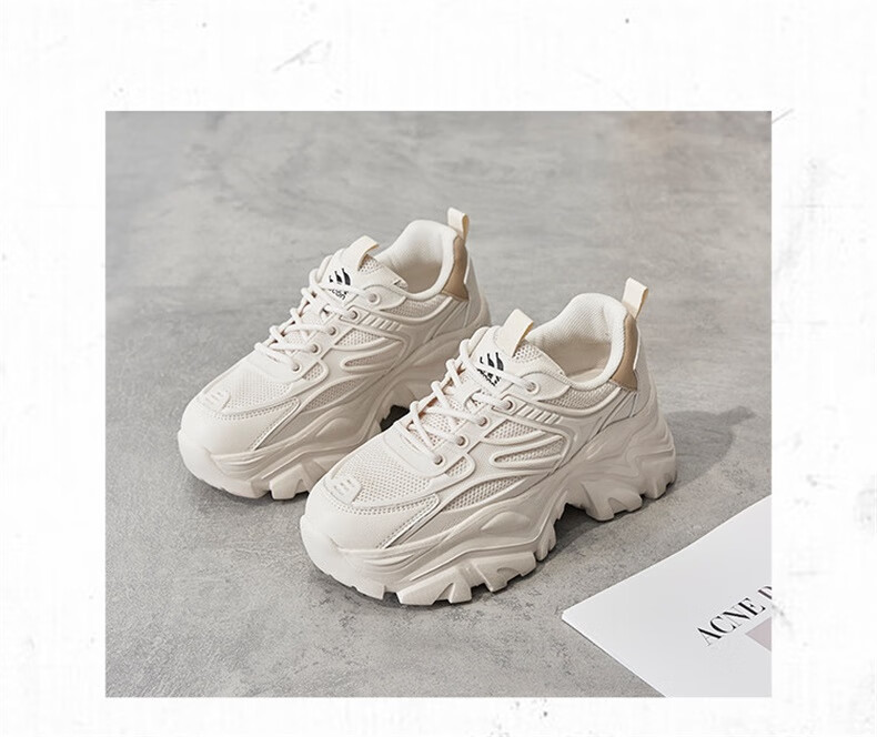 Yierkang Women's Chunky Sneakers, Height-Increasing Sports Shoes, Breathable Versatile Mesh Casual Shoes for Spring/summer 2026, White, Size 40 10