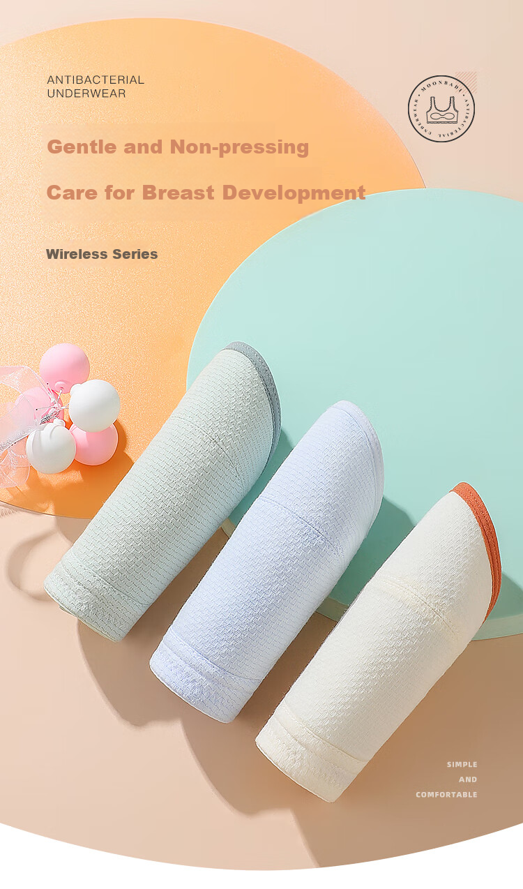 Moonbadi Underwear, Girls' Bra for Ages 12-16, Soft Cotton Comfortable, Leak-Free, Lightweight Breathable, High-Elasticity, Non-Binding, Puberty Bra 5