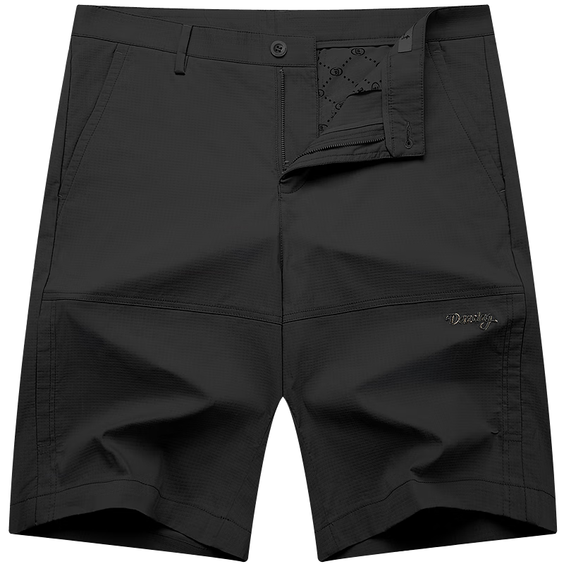 DANCING WOLVES [Cool Sensory Solorona] Summer Split Design Trendy Versatile Casual Shorts for Men, 001 Black, Size 32