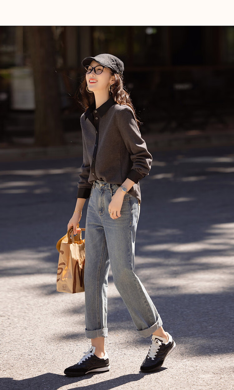 Dme High-Quality Cool And Stylish Design Commuter Shirt with Patchwork Jacquard Satin Fabric Women's Blouse Top 10