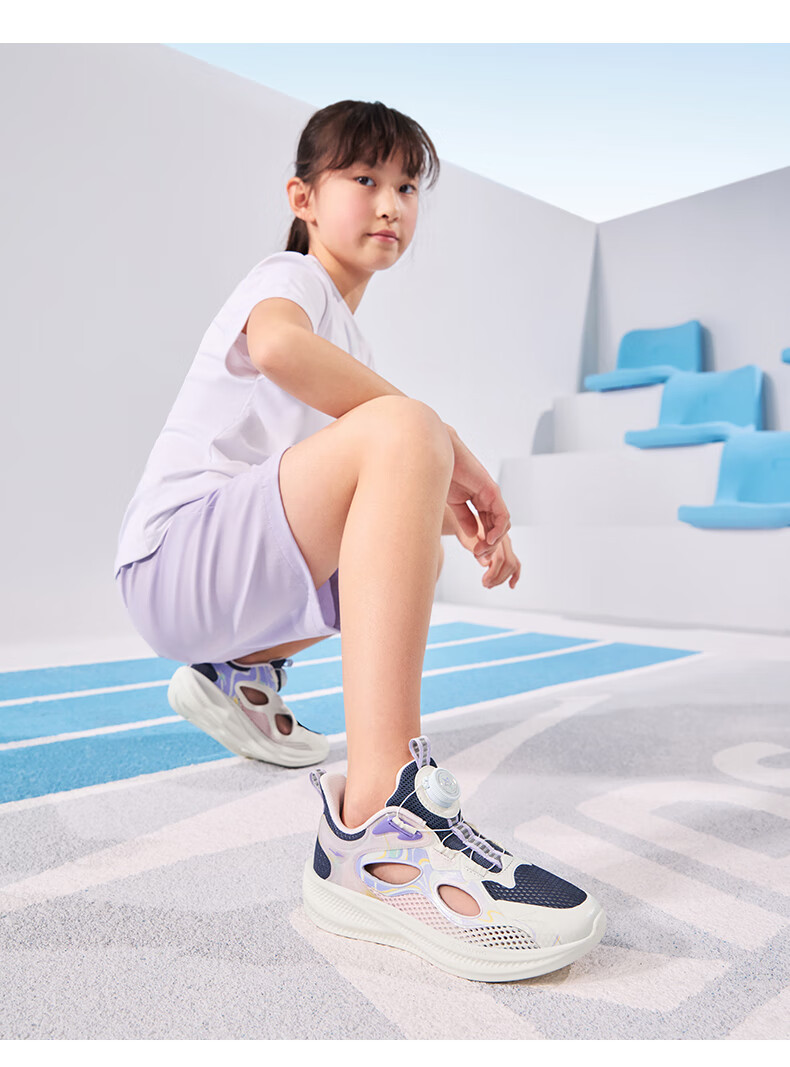 ERKE Children's Shoes, Boys' Sandals for Older Kids, Hollow Fashionable Closed-Toe Frame Shoes, Erke White/navy Blue, Size 36 33