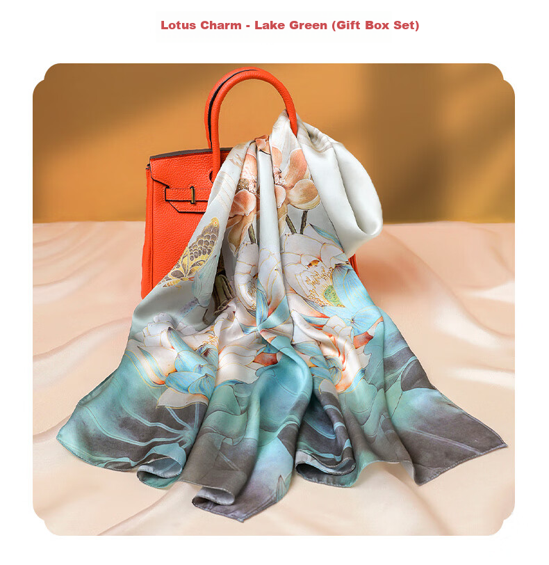 Hangsifu Silk Chinese-Style Scarf, Mulberry Silk Shawl, Birthday Gift for Mom, Practical Gift Box for Women, Machine Gree 12