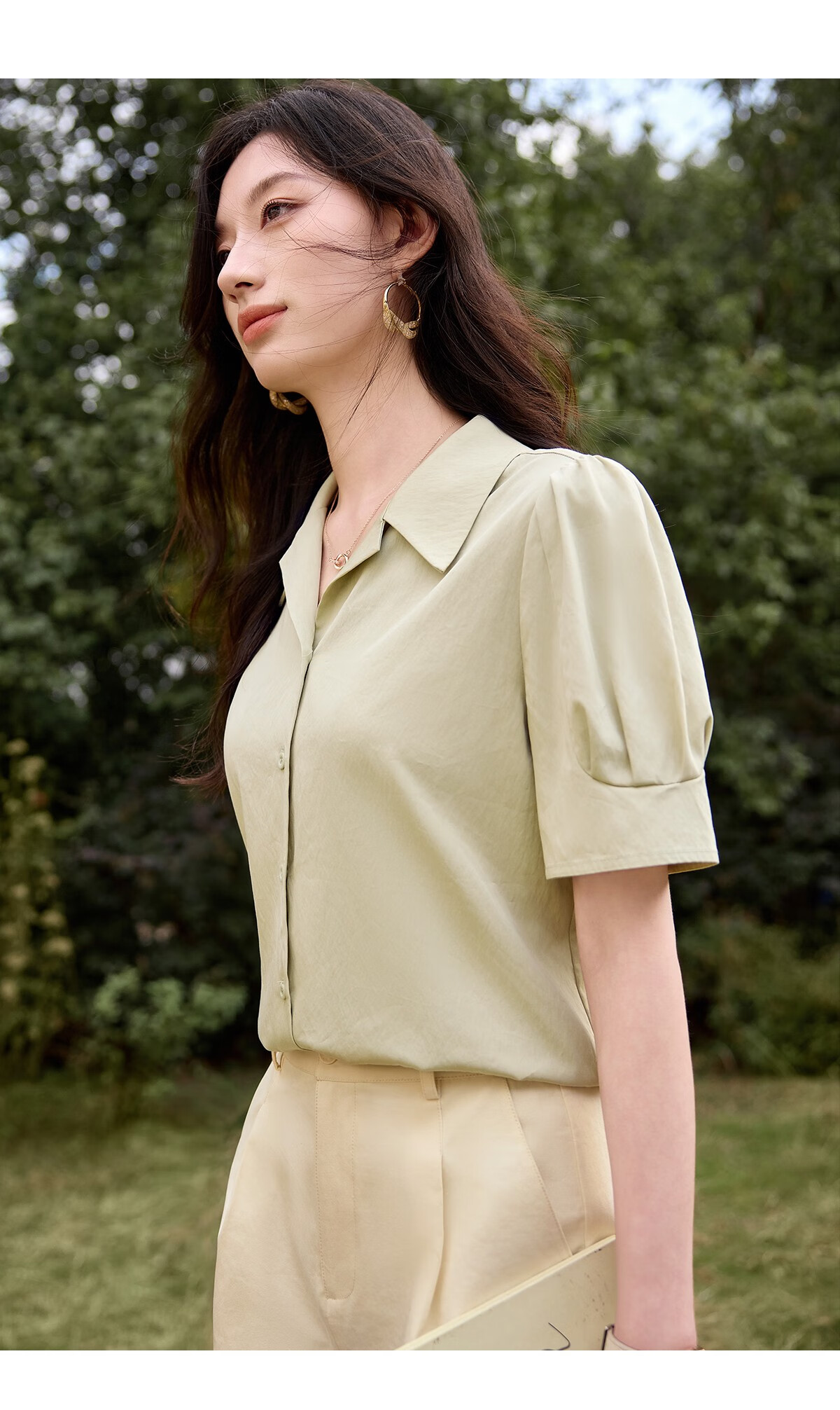 Chushen Summer Short Sleeve Shirt Women Fashion Lapel Design Commuter Casual Blouse S52S004 Light Yellow L 27