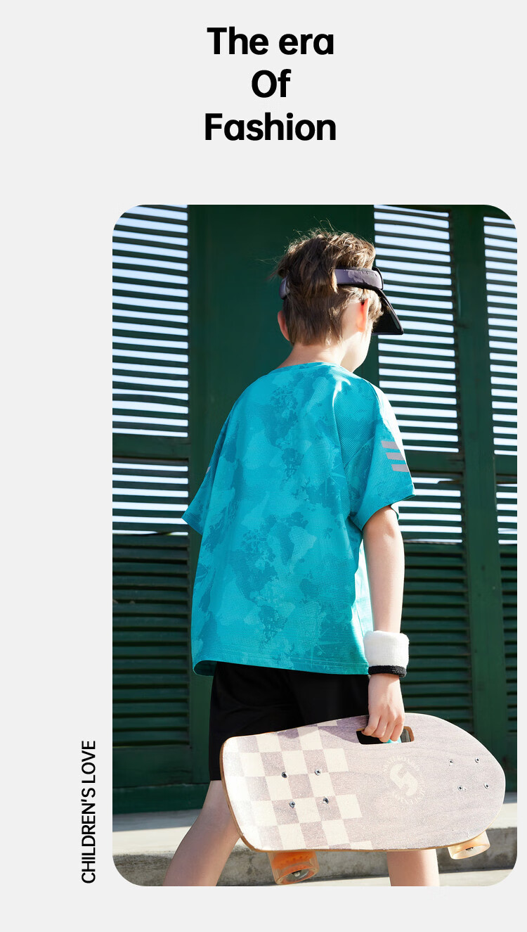 ASK JUNIOR Children's Clothing Set, Boys' Summer Thin Breathable Short-Sleeve T-Shirt And Shorts, Sports Running Two-Piece Set, Tennis Outfit 15
