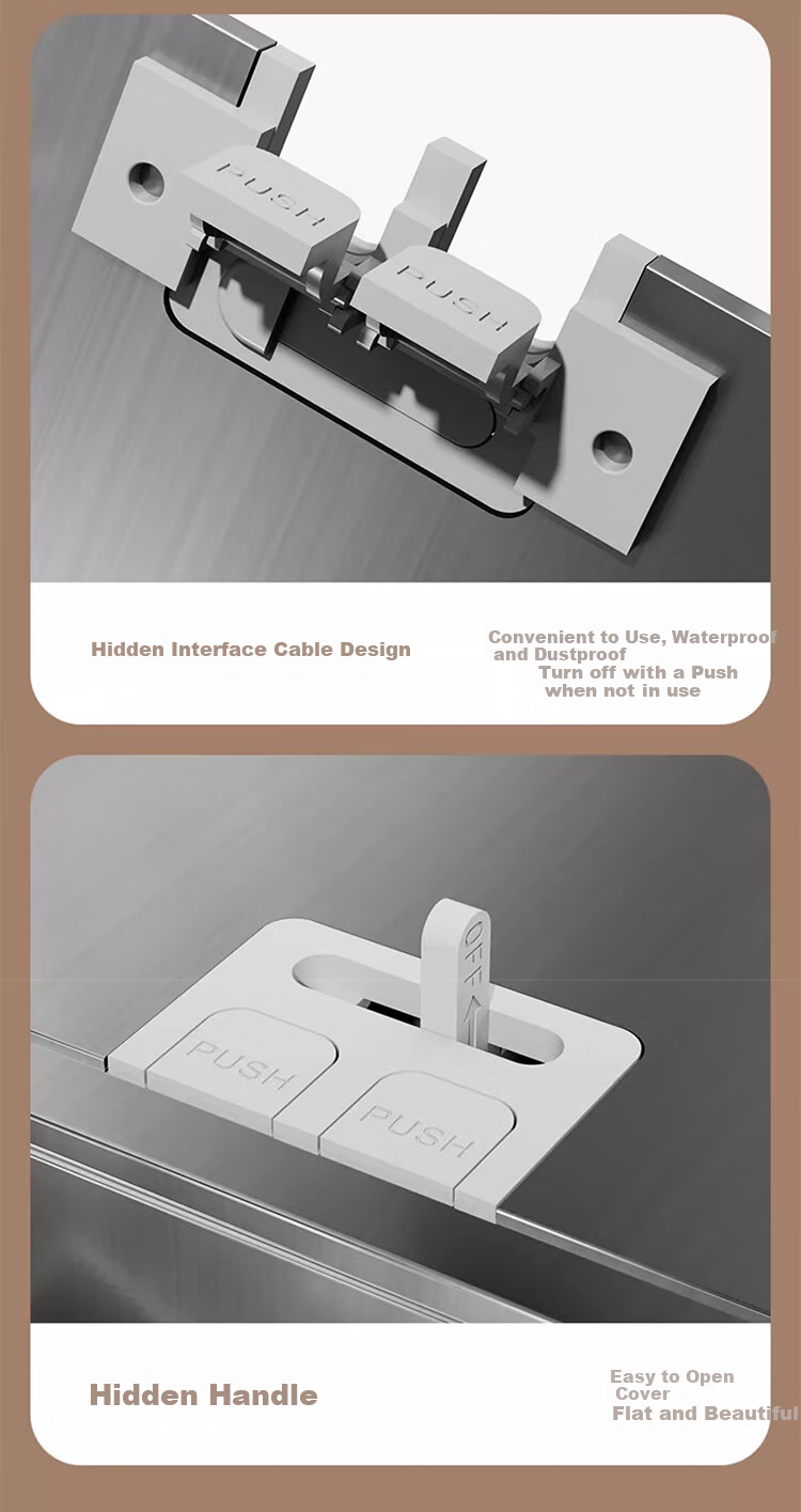 FDD Flat Invisible Floor Socket, Hidden Stainless Steel Waterproof Recessed Floor Socket, Ultra-Thin Floor Socket, Ten-Hole 12