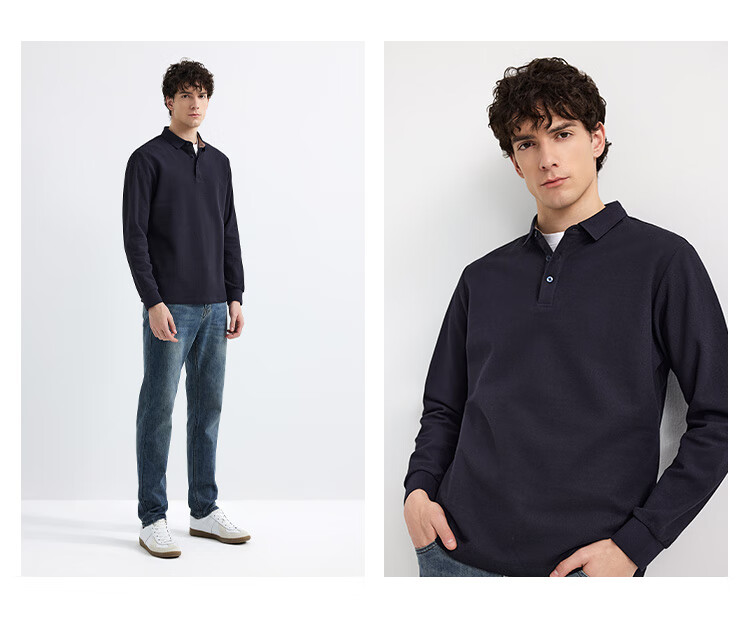 Judger 【7A Antibacterial】Men's Pure Cotton Long Sleeve Polo Shirt 2025 Spring New Lapel T-Shirt Business Casual Menswear 4