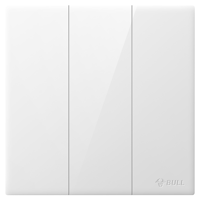 BULL G60 Series Triple Single-Control Switch Ultra-Thin Large Panel Switch G60K311 Glossy White