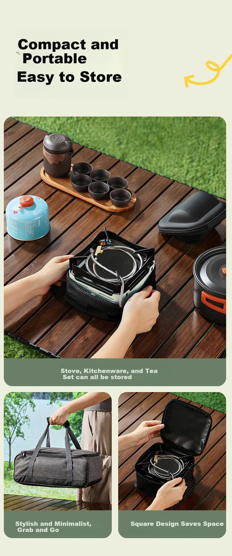 TAN XIAN ZHE Outdoor Cassette Stove Camping Stove Picnic Cookware Tea Brewing Infrared Windproof Split Cassette Stove 9