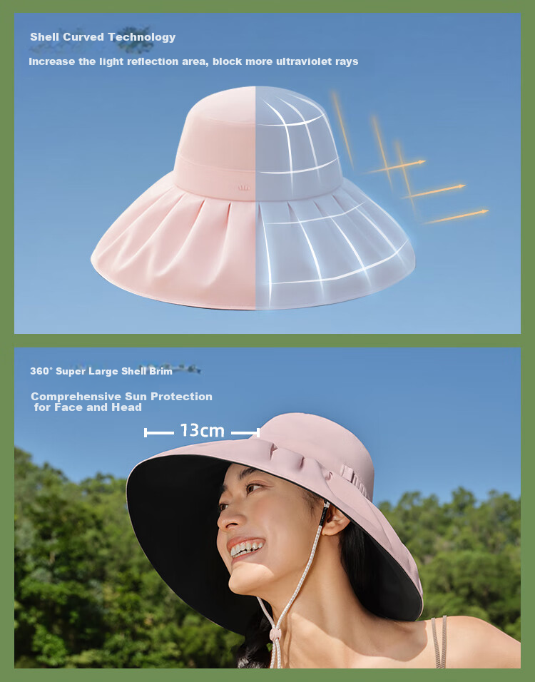 Beneunder Sun Protection Hat Women's Wide Brim Bucket Hat Men's Hiking Sun Hat Full Face UV Protection 7