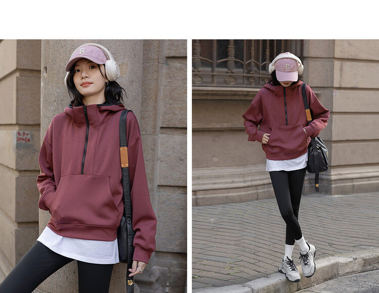 Dme [Urban Outdoor] Spring Sports Color-Block Hoodie with Drawstring Collar, Loose And Comfortable, Slimming Women's Sweatshirt 5