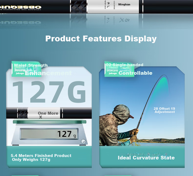 Xiaozaochuan Brand Fishing Rod, Pure Imported Carbon Fiber Hand Rod, Platform Fishing Pole, Ten Greats, 7.2m, 5H28 Actio 5