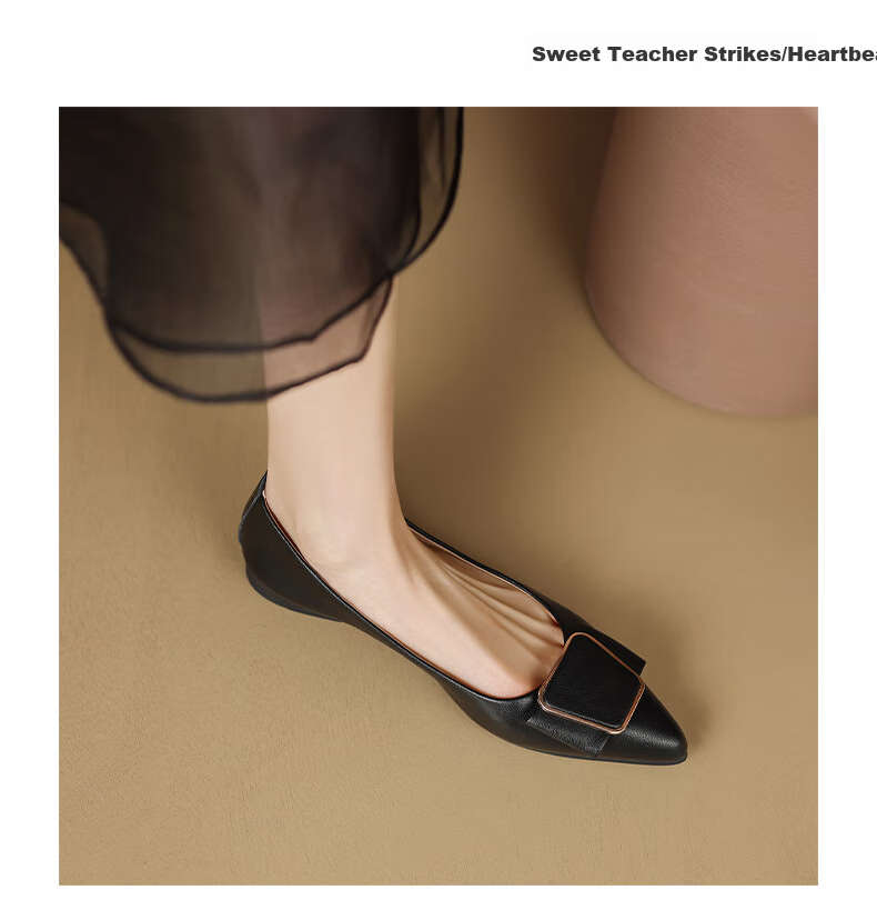 ZHR Women's Single Shoes, Genuine Leather, Elegant Commuter Style, Simple Casual Flat Comfortable Non-Tiring Work Shoes for Wome 11