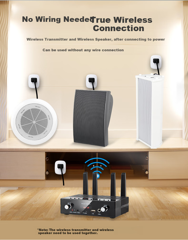 Newmine D9 Wireless FM Coaxial Ceiling Speaker, Home And Office Broadcast Background Music Active Wireless Ceiling Loudspeaker 2