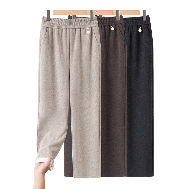 Fengxiao Women's Fleece-Lined Pants, Mom Pants, Winter Thickened Warm Cotton Trousers for Middle-Aged and Elderly, Autumn and Winter Long Pants