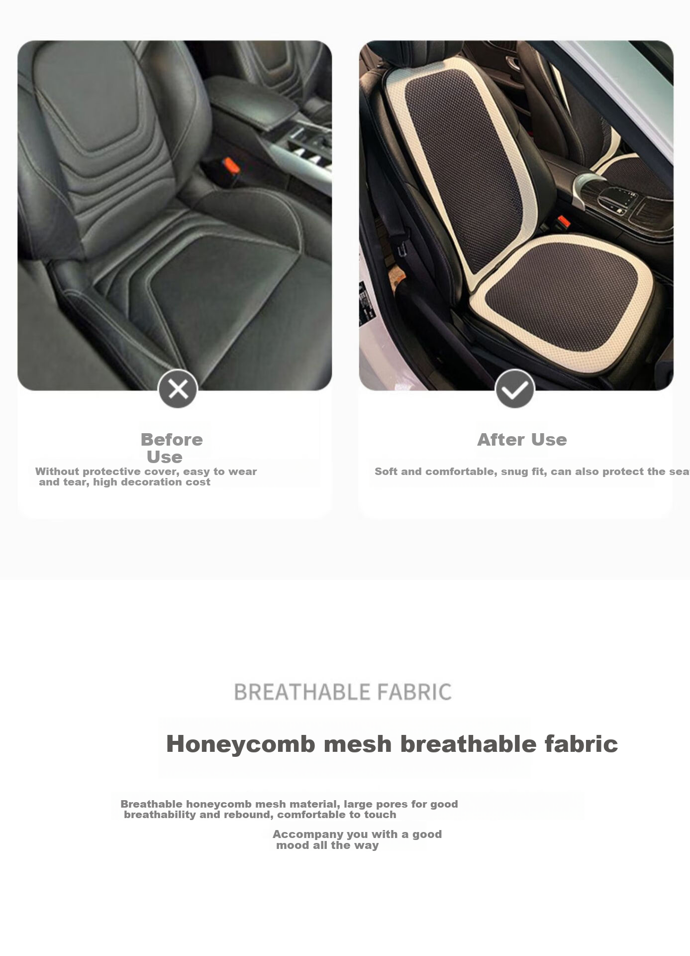 Fanyejia Car Backrest Cushion, All-Season Breathable Seat Pad, Long-Sitting Chair Cushion, Car Accessories, Dirt-Proof Chair Backrest Pad 3