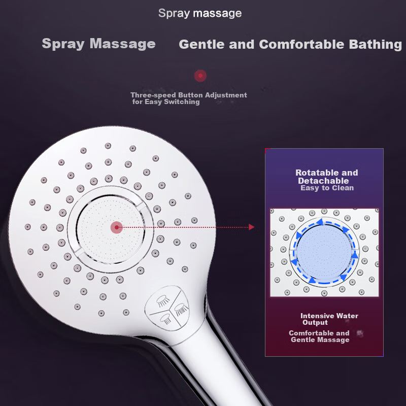 FAENZA Shower Pressure Boosting Handheld Shower Head Three-Piece Set with Rain Shower Head And Button Control F3C9801C