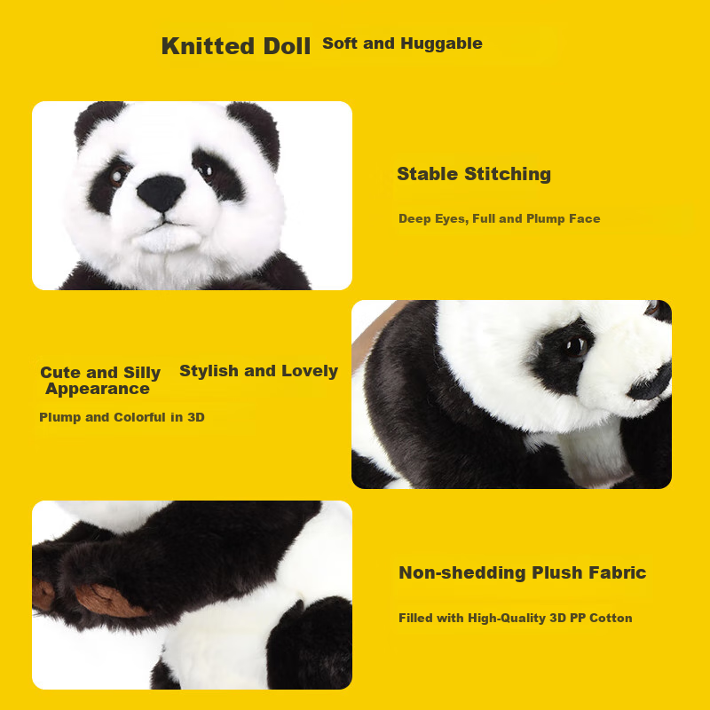 AI CAN China National Geographic Lifelike Giant Panda Plush Toy, Parent-Child Interactive Stuffed Animal, Children's Day Gift