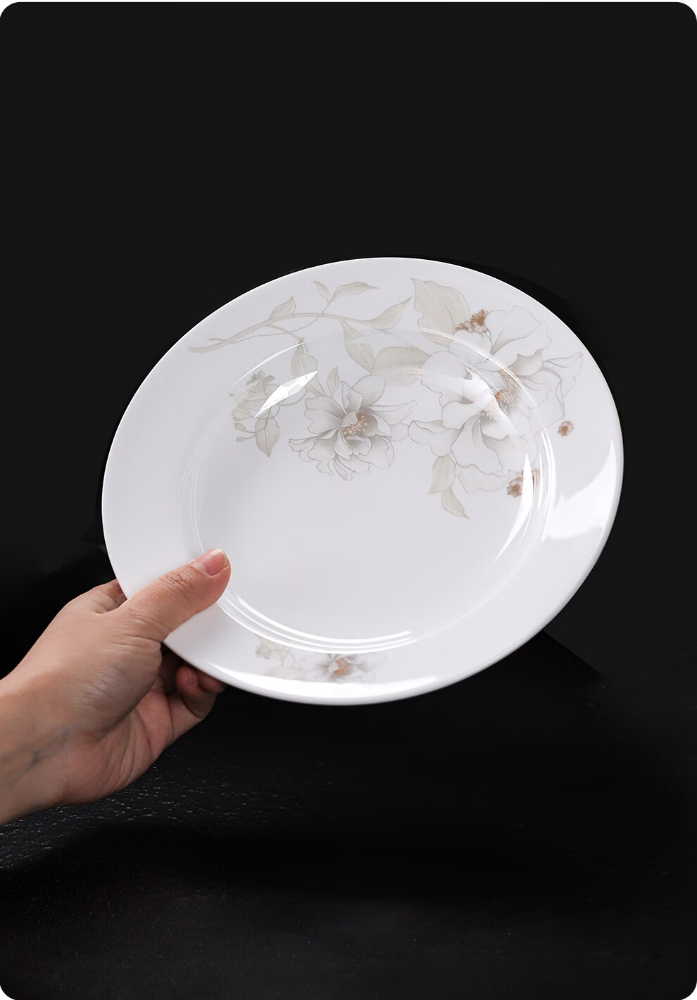 Jdz Ceramic Household Plates And Dishes, Healthy White Porcelain, 8-Inch Deep Plate Set, 6-Piece Set, Dish Plate Set, Fresh And Elegant Fragrance 18