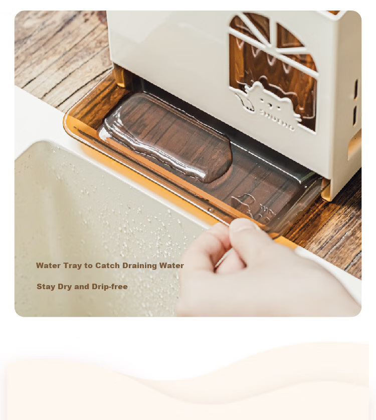 Shuke, Chubby Orange Chopstick Holder Storage Box, High-End New Design for Home Use, Wall-Mounted Kitchen Utensil Organizer with Draining Functio 4