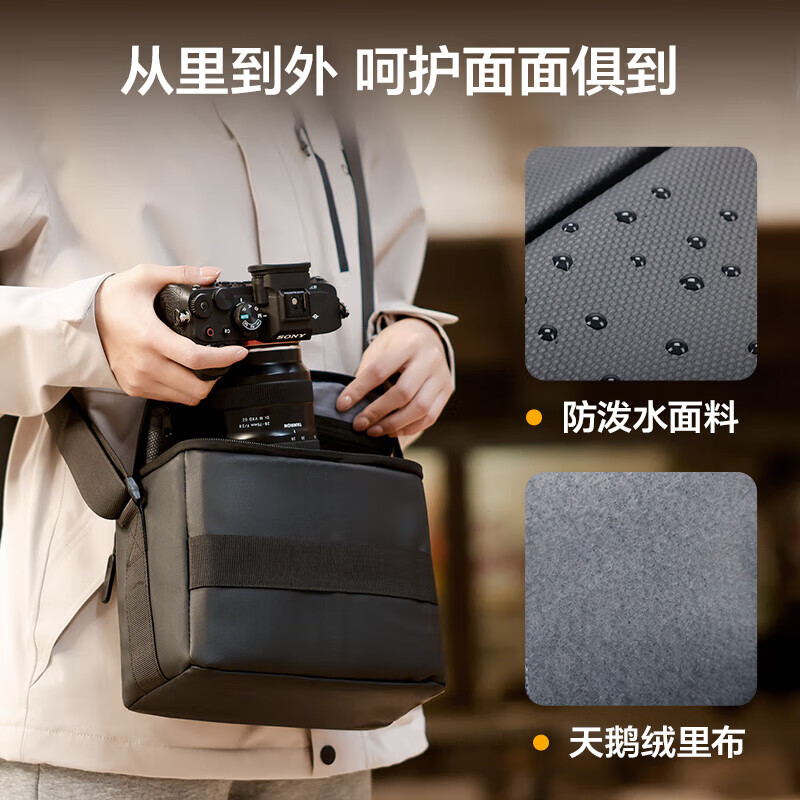 Yingshijiang Single Shoulder Casual Portable Crossbody Storage Bag Professional DSLR Digital Camera Canon Nikon Sony Fujifilm Waterproof Black Inner Liner Simple Camera Storage Bag