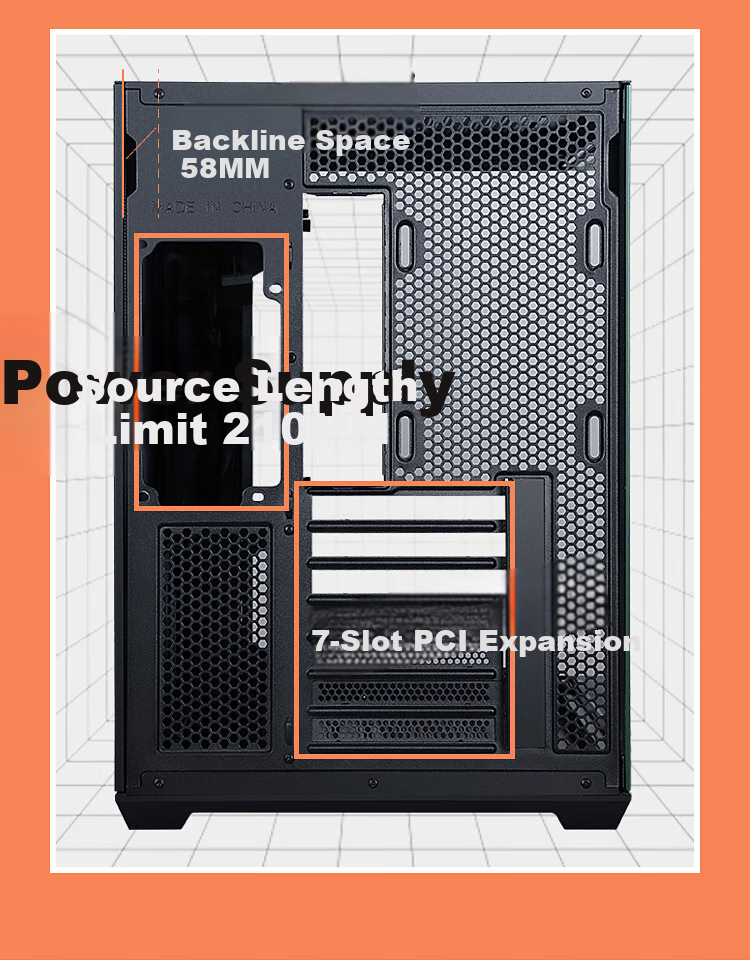SAMA Q96 Black Desktop Gaming Computer Fish Tank Dual-Chamber Seaside House Case with Double-Sided Tempered Glass/front I/O Panel/most E-ATX/360mm Water Cooling/10 Fan Positions 4