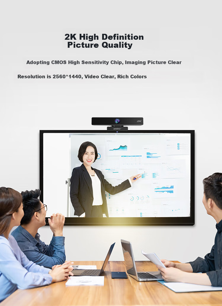 Aoni Conference Camera, Computer Webcam, HD 2K Wide-Angle USB Webcam for Video Conferencing, Built-In Noise-Cancelling Microphone, C90Pro 1