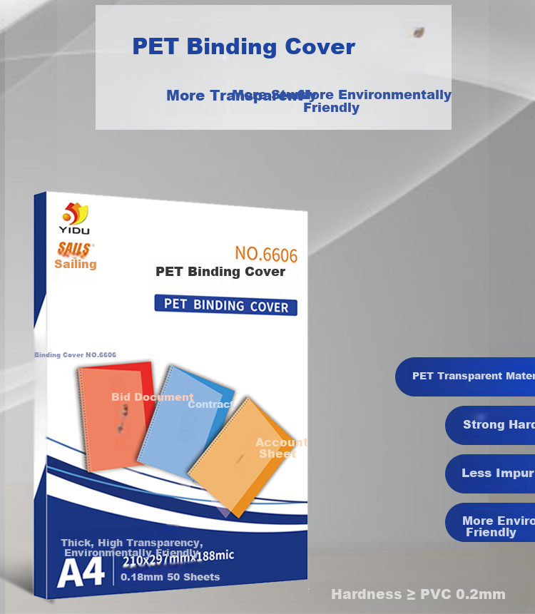 SAILS PET Transparent Binding Cover A4 0.188mm, Binding Film Transparent Cover, PET Eco-Friendly High Transparency 210x297mmx188mic, 50 Sheets 2