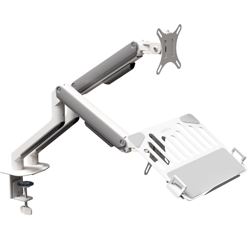Brateck Beihu Laptop Stand, Multi-Screen Extension, Mechanical Arm with Dual Screens, Dual Monitor Stand E350-2+APE40 Cloud Rock White