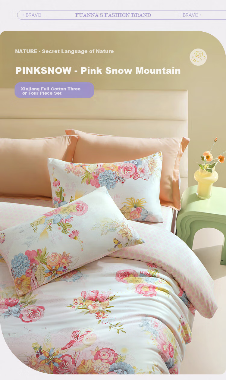 Bravo Furniture Bedding Set, Pure Cotton Duvet Cover, Bed Sheet, Quilt Cover, Double Bed Linen Set, 230*229cm 2