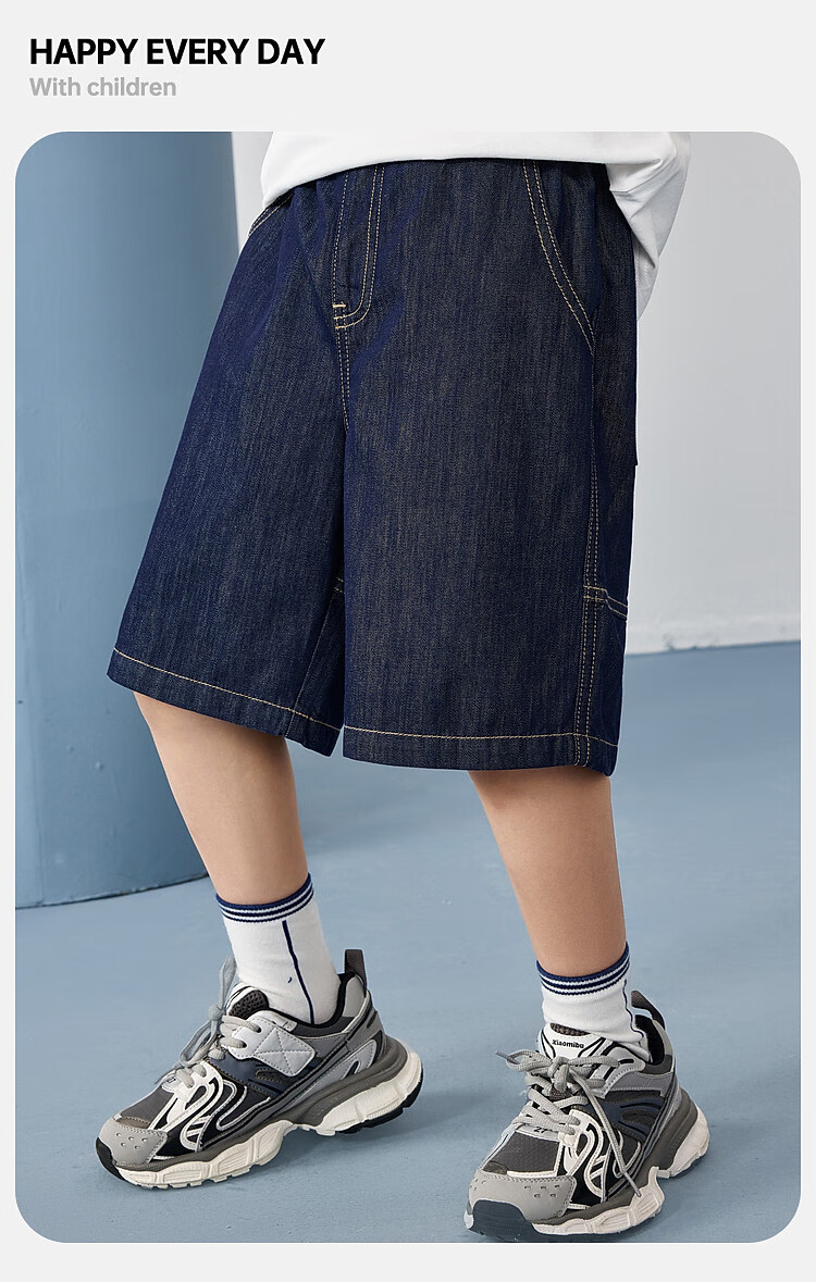 ASK JUNIOR Boys' Summer Thin Denim Shorts, Solid Color Sports Running Pants for Older Children, Blue, Size 120 6