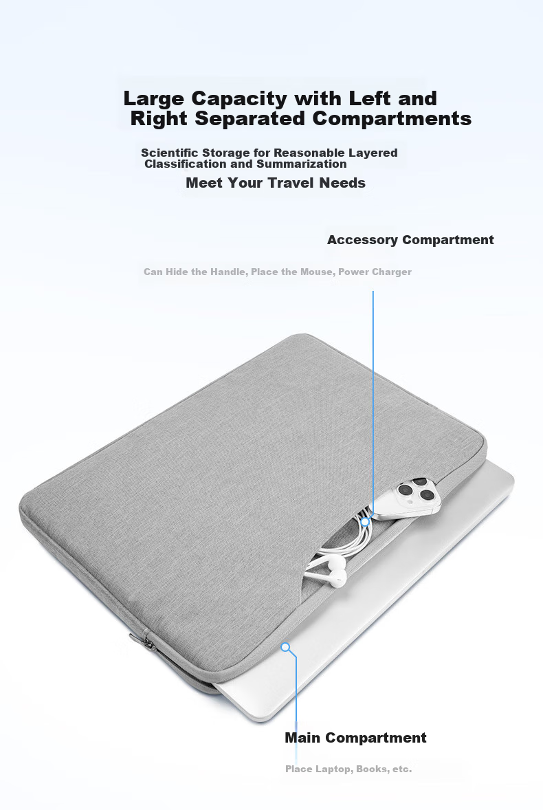 BIAZE 15.6/16 Inch Laptop Bag Handheld Suitable for Apple Xiaomi Huawei Lenovo Dell ASUS HP Men Women Business Sleeve Protective Case Gray 4
