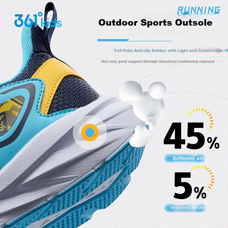 361° Children's Shoes, Kids' Running Shoes for All Seasons, Boys And Girls Aged 3-14, All-Purpose Rotary Buckle Lightweight Cushioning Running Shoes, Blue Size 38