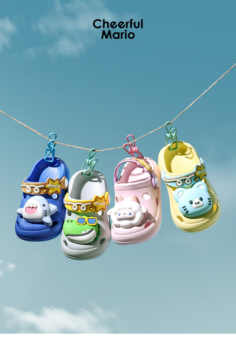 Cheerful Mario Crocodile Kids Summer Slippers Boys Clogs Non-Slip Indoor Bath Toddler Sandals Baby Beach Shoes 10