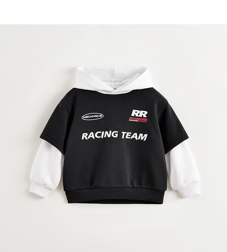MARC&JANIE Boys' Trendy Racing Car Faux Two-Piece Hoodie, Children's Hooded Top, Spring 2025 Collection, 250050 2
