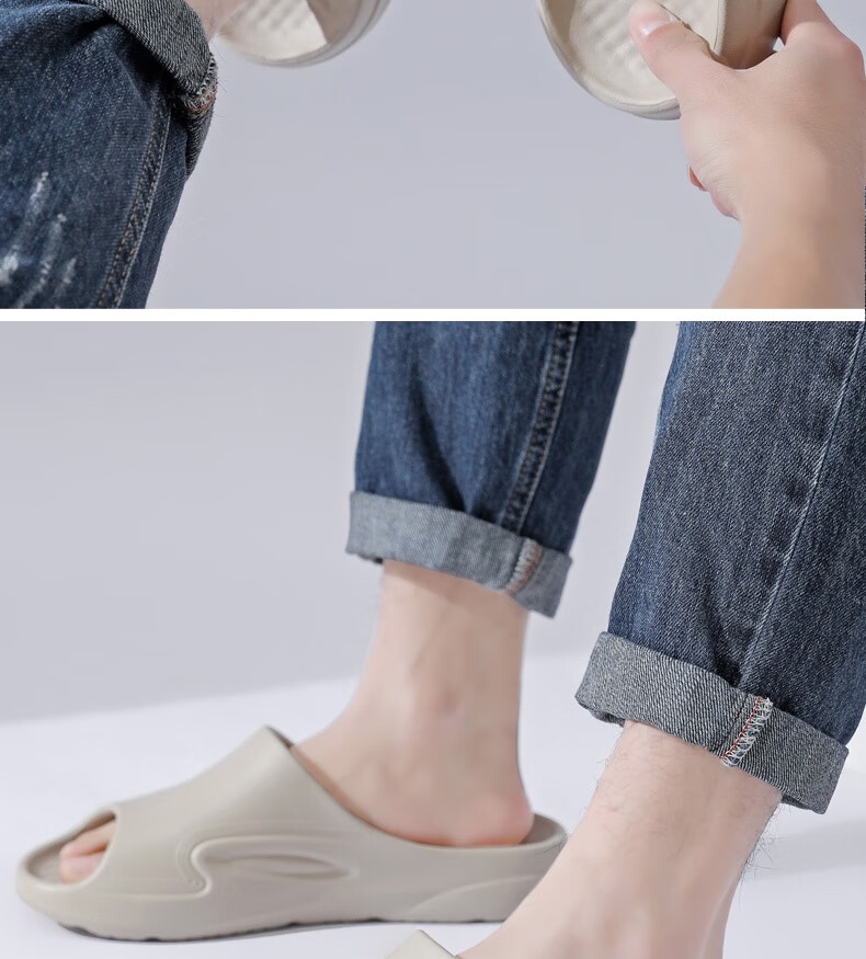 Huili Men's Slippers, Sports Outdoor Wear, Non-Slip, Antibacterial, Comfortable Cushioning Sandals, HL0566 Blue-Gray Color, Size 40-41 4