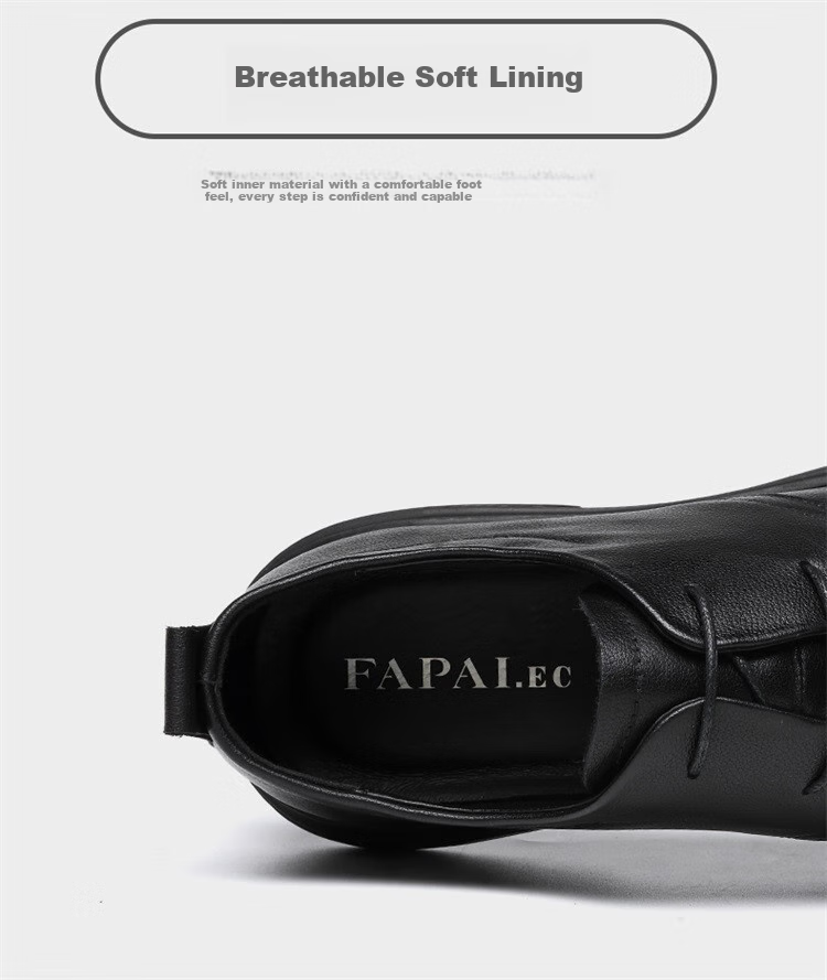 FAPAI Top-Grain Leather Men's Leather Shoes, Height-Increasing Shoes, Men's Business Casual Breathable Oxford Shoes, Derby Shoes, Men's Leather Shoes, Size 43 3
