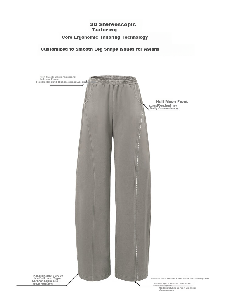 Dme [Zizai Weitui] High-Waisted Loose Wide-Leg Cropped Pants for Women, Spring And Autumn Best-Selling Style, Washed Casual Long Trousers 3