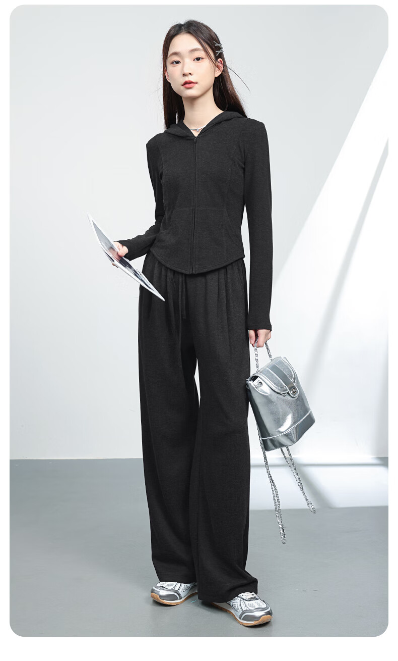 MJ STYLE Glutinous Rice Wide-Leg Pants for Women, Spring And Autumn 2026, Loose Casual Versatile Soft Flowy High-Waist Slimming Straight-Leg Trousers 11